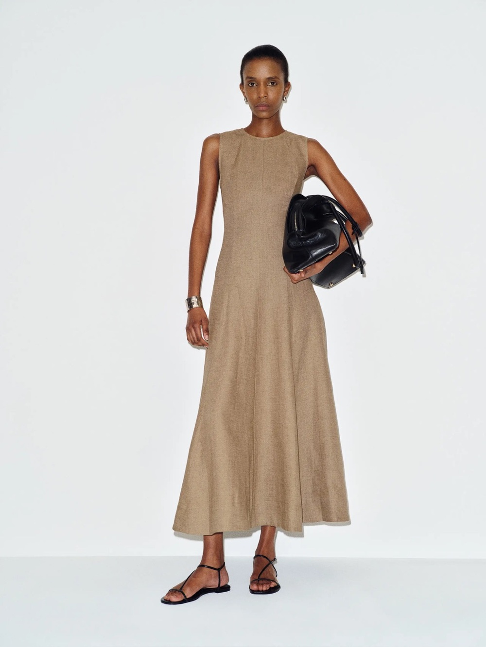 Reformation Cecilia Line Dress Dark Oatmeal NWOT